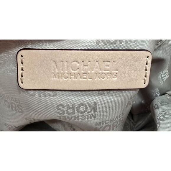 Michael Kors Navy Tote Bag With Gold Logo & Beige Straps - Picture 6 of 8